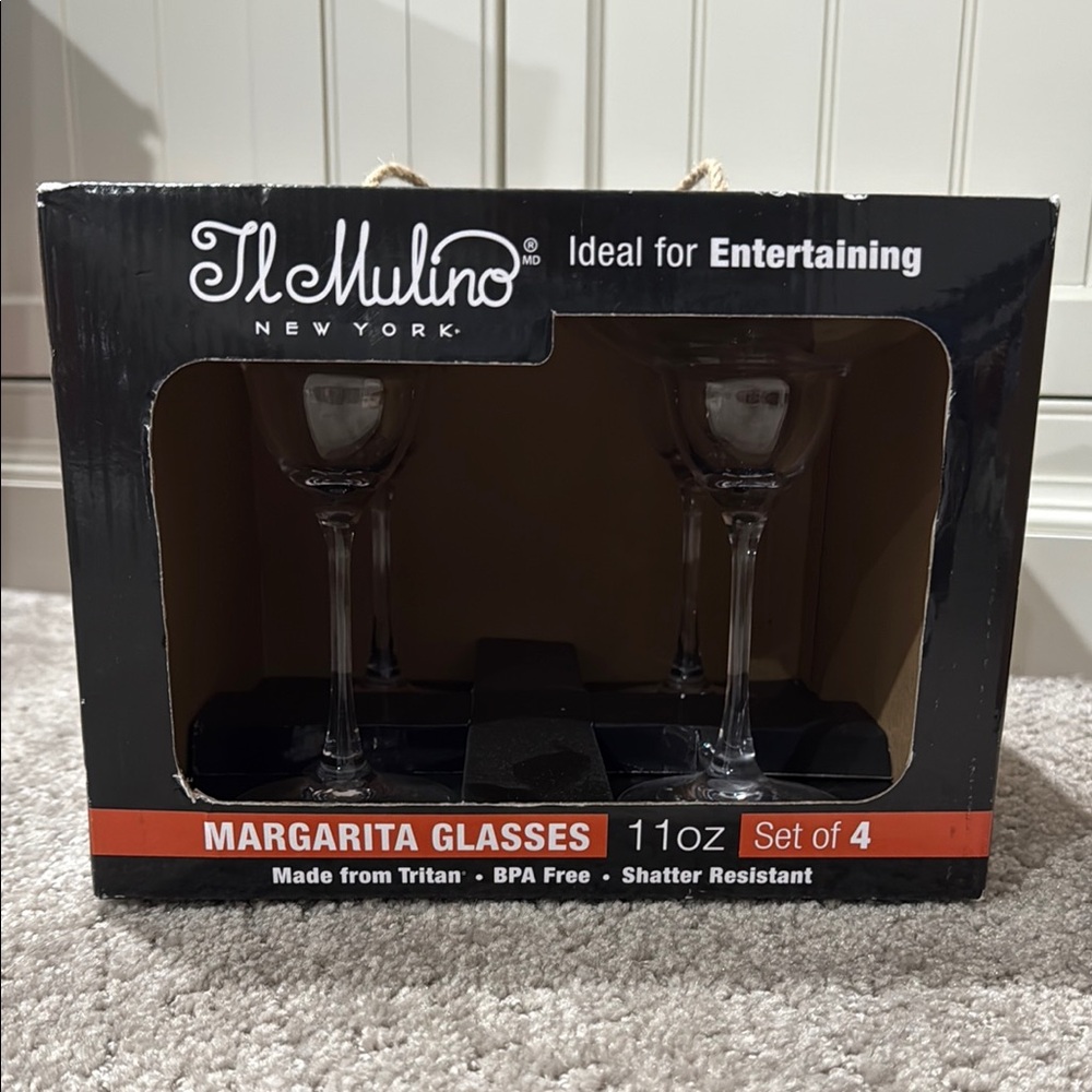 NIB Margarita Glasses Set - Shatter Resistant Clear